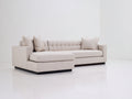 Canapé d'angle - tissu - 298 x 180 x 84 cm - beige - style contemporain capitonné
