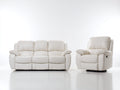 Ensemble de canapés - Similicuir - 219 x 99 x 102cm - Blanc cassé - Classique relax