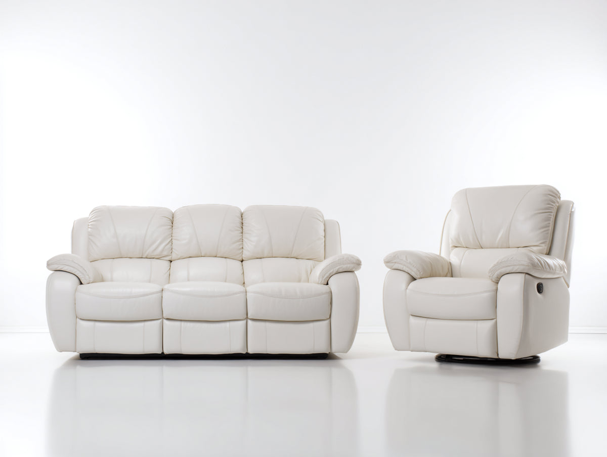 Ensemble de canapés - Similicuir - 219 x 99 x 102cm - Blanc cassé - Classique relax