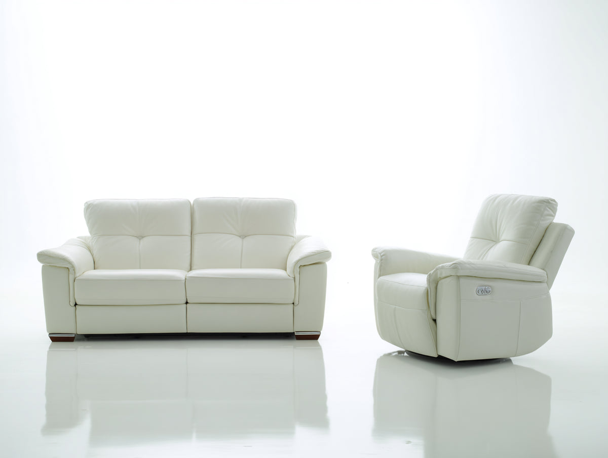Ensemble de canapés - Similicuir - 186 x 94 x 98cm - Blanc ivoire - Moderne avec fauteuil relax électrique