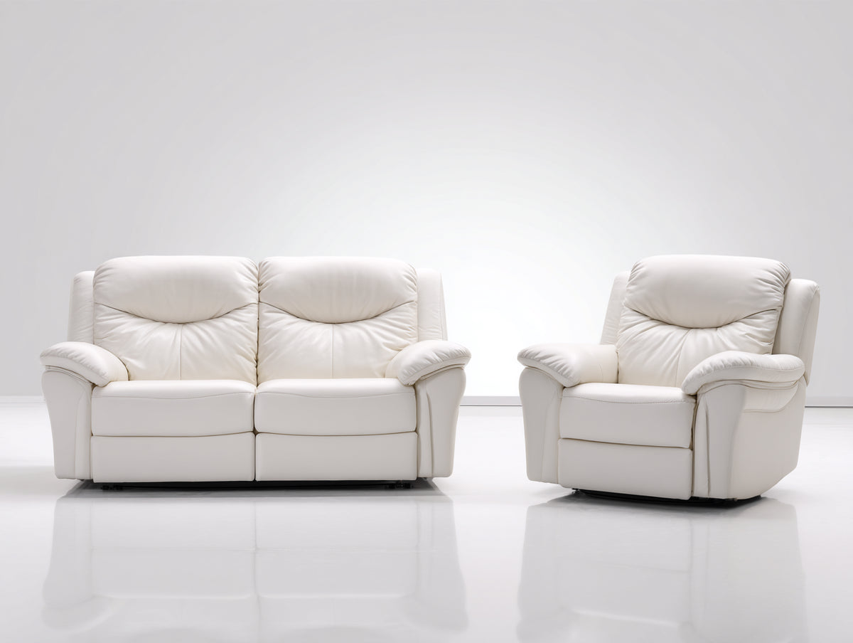 Ensemble de canapés - Similicuir - 184 x 95 x 100cm - Blanc cassé - Classique confortable