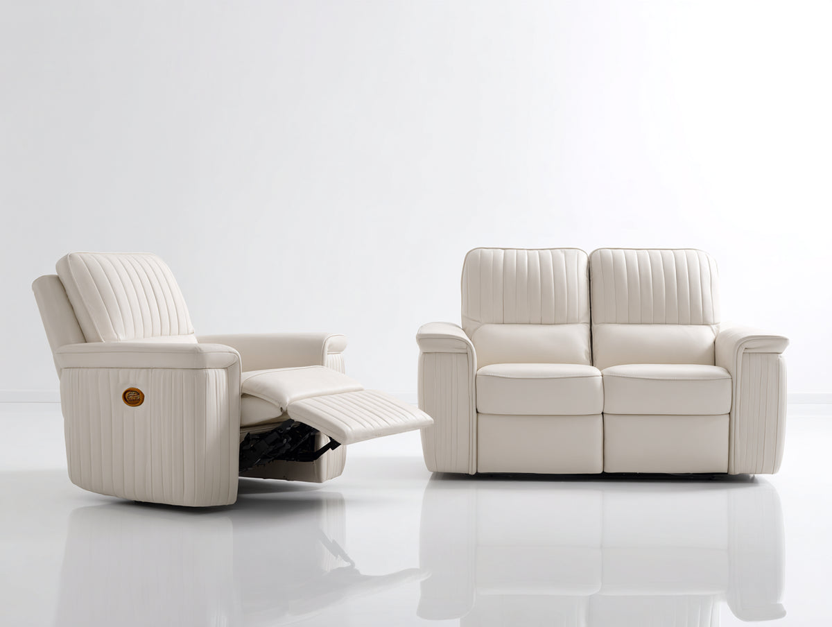 Ensemble de canapés - Similicuir - 186 x 95 x 104cm - Blanc cassé - Moderne relax