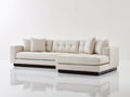 Canapé d'angle - tissu - 305 x 183 x 88 cm - ivoire - style contemporain capitonné