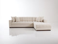 Canapé d'angle - tissu - 301 x 185 x 85 cm - crème - style contemporain capitonné