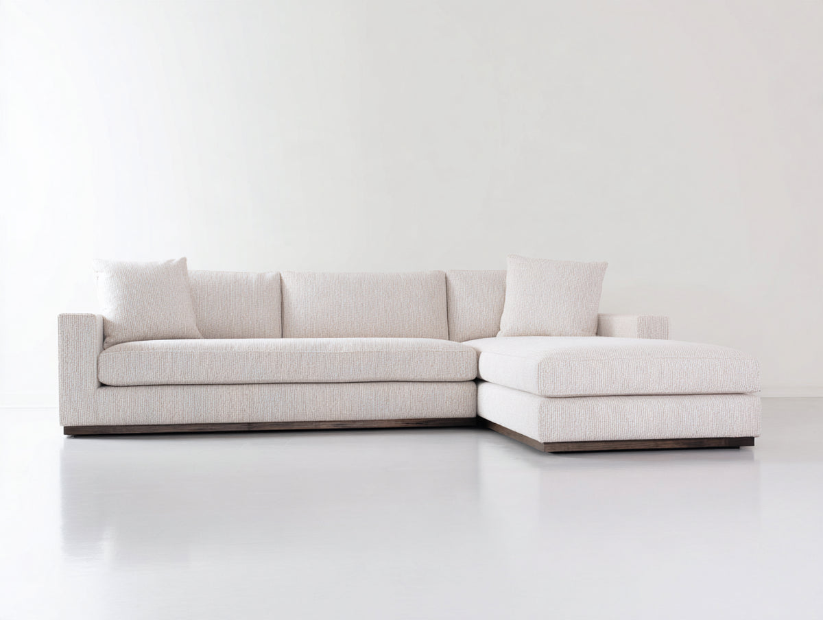 Canapé d'angle - tissu - 310 x 182 x 82 cm - beige clair - style contemporain minimaliste
