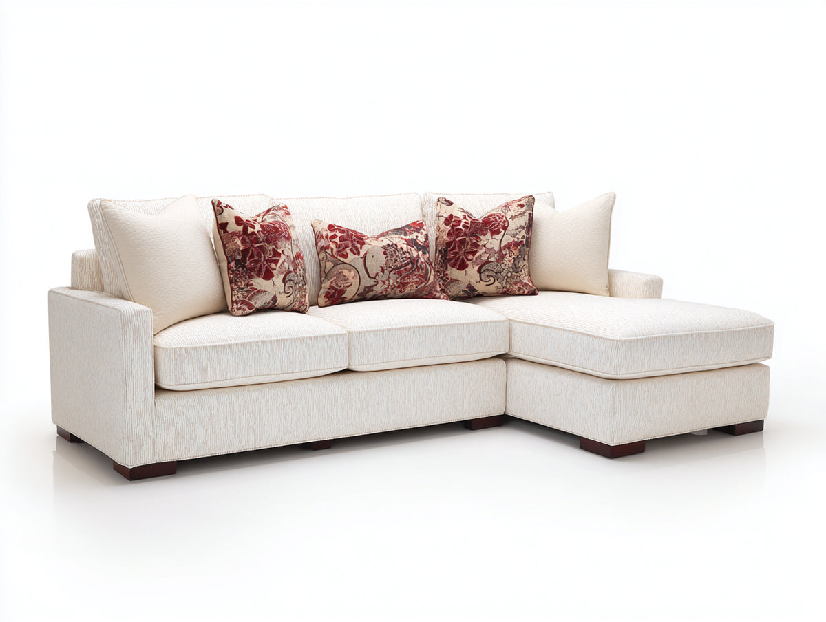 Canapé d'angle - tissu - 286 x 178 x 85 cm - crème - style contemporain