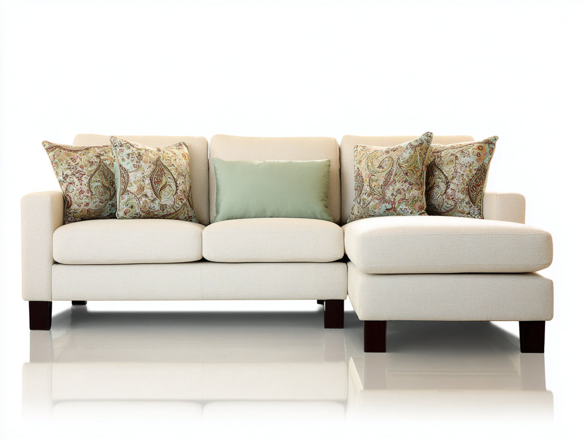Canapé d'angle - tissu - 276 x 168 x 87 cm - crème - style contemporain