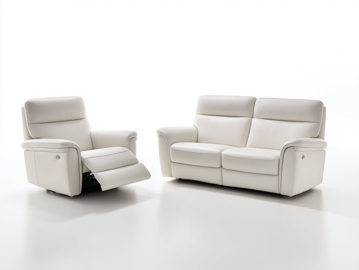 Ensemble de canapés - Similicuir - 189 x 95 x 101cm - Blanc ivoire - Moderne relax électrique