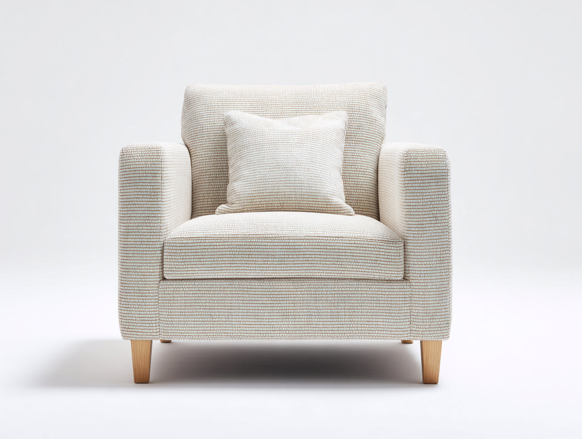 Fauteuil en tissu - Tissu tissé - 86 x 81 x 91cm - Beige clair - Contemporain confortable