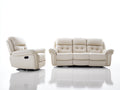 Ensemble de canapés - Similicuir - 225 x 101 x 105cm - Blanc crème - Classique relax électrique