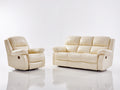 Ensemble de canapés - Similicuir - 227 x 101 x 104cm - Beige ivoire - Classique relax électrique