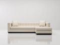 Canapé d'angle - tissu - 289 x 174 x 82 cm - ivoire - style contemporain capitonné