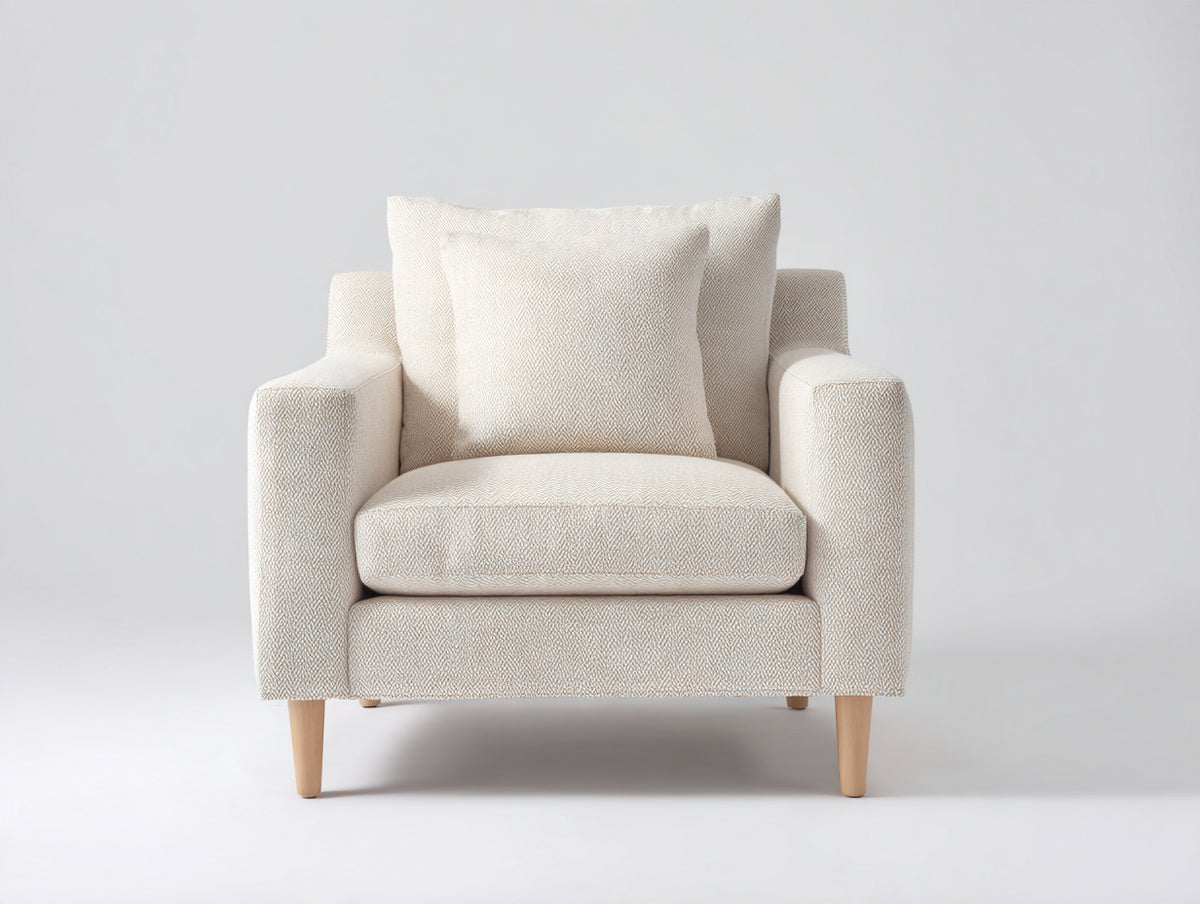 Fauteuil en tissu - Tissu tissé - 87 x 82 x 89cm - Beige clair - Moderne épuré