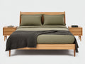 Lit double - bois - 217x174x110 cm - brun clair - style scandinave