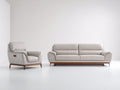 Ensemble de canapés - Similicuir - 188 x 96 x 99cm - Gris clair-Bois brun - Moderne relax électrique