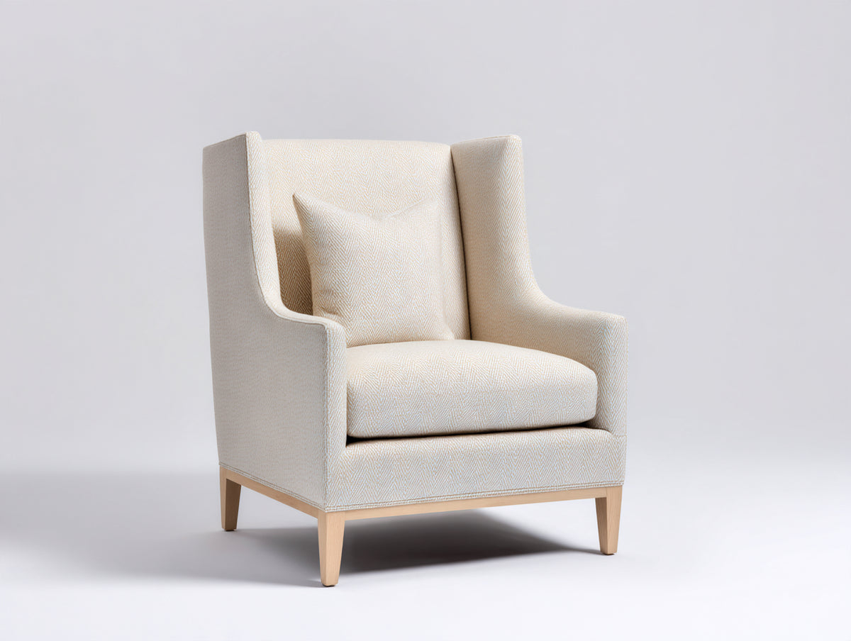 Fauteuil en tissu - Tissu tissé - 84 x 79 x 105cm - Beige clair - Contemporain à dossier haut