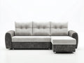 Canapé d'angle - tissu - 292 x 172 x 90 cm - blanc cassé-gris foncé - style contemporain capitonné