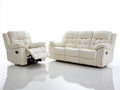Ensemble de canapés - Similicuir - 226 x 102 x 104cm - Blanc crème - Classique relax électrique