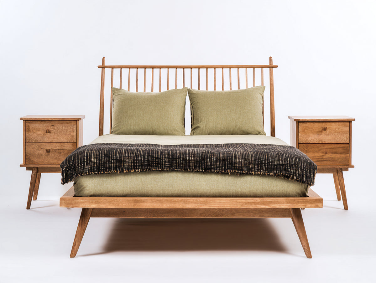 Lit double - bois - 216x173x112 cm - brun naturel - style scandinave