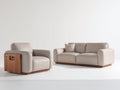 Ensemble de canapés - Similicuir - 190 x 95 x 86cm - Beige taupe-Bois brun - Moderne relax électrique