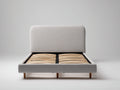 Lit double - tissu-bois - 216x174x108 cm - gris perle - style minimaliste