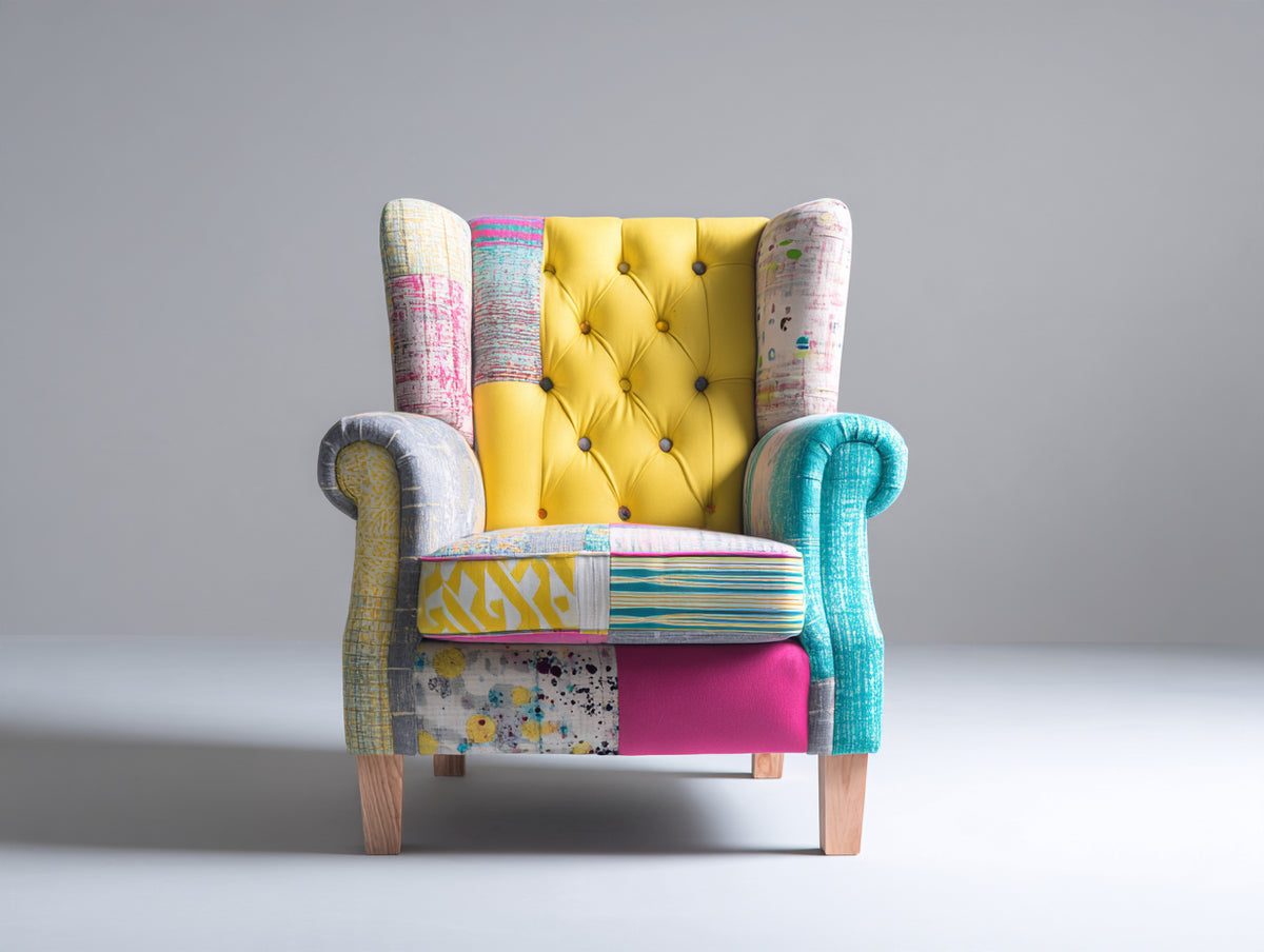 Fauteuil en tissu - Tissu - 90 x 85 x 112cm - Multicolore - Patchwork vintage