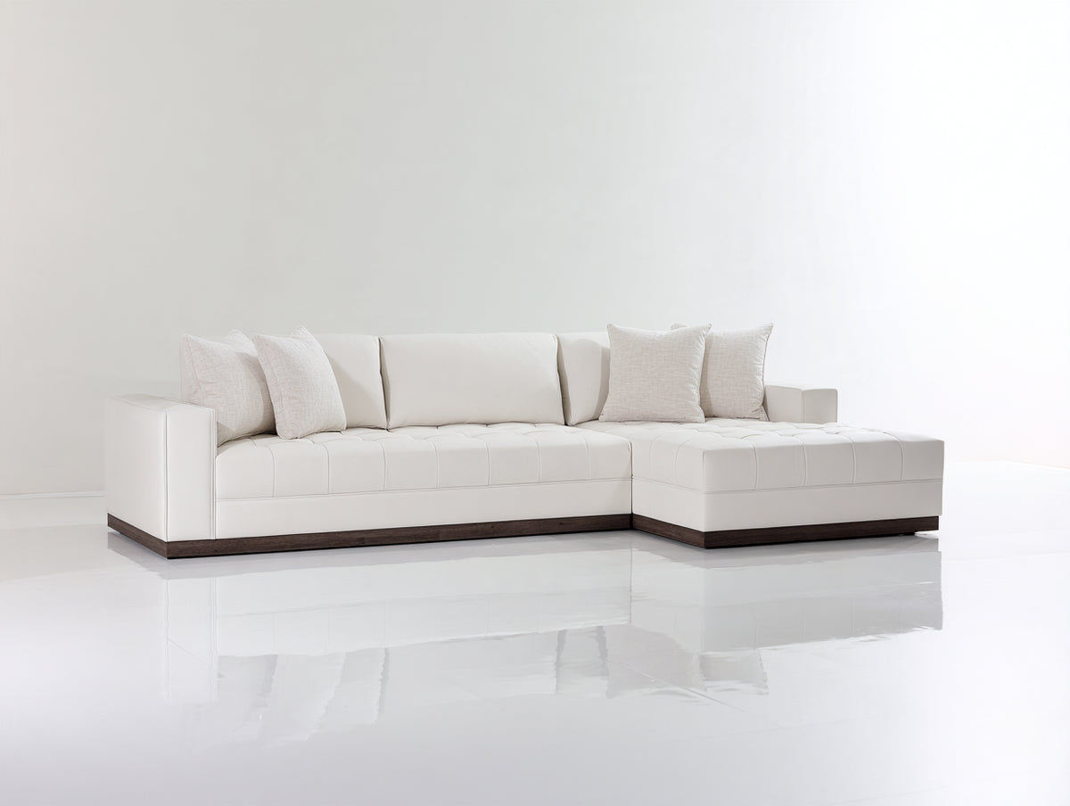 Canapé d'angle - similicuir - 304 x 181 x 83 cm - blanc cassé - style moderne géométrique